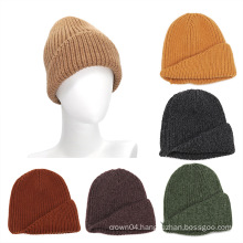 Wholesale Winter Men Women Unisex Hats Acrylic Knitted Beanie Hat Basic Knit Beanies Winter Hat